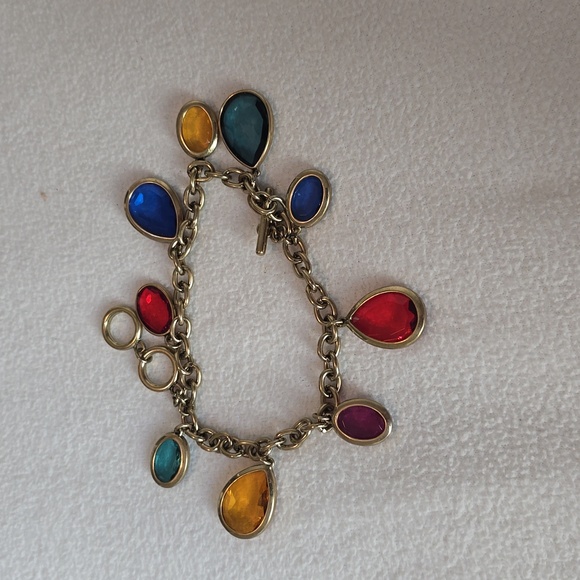 Jewelry - Elegant Gold Multi-Color Charm Bracelet